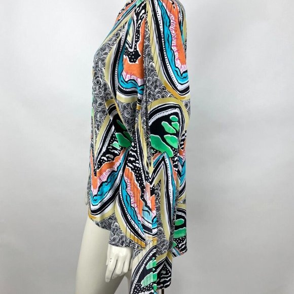 Jim Thompson‎ Silk Short Wrap Kaftan Women 10 NWOT Hi Low Abstract Tunic Top - Picture 4 of 12